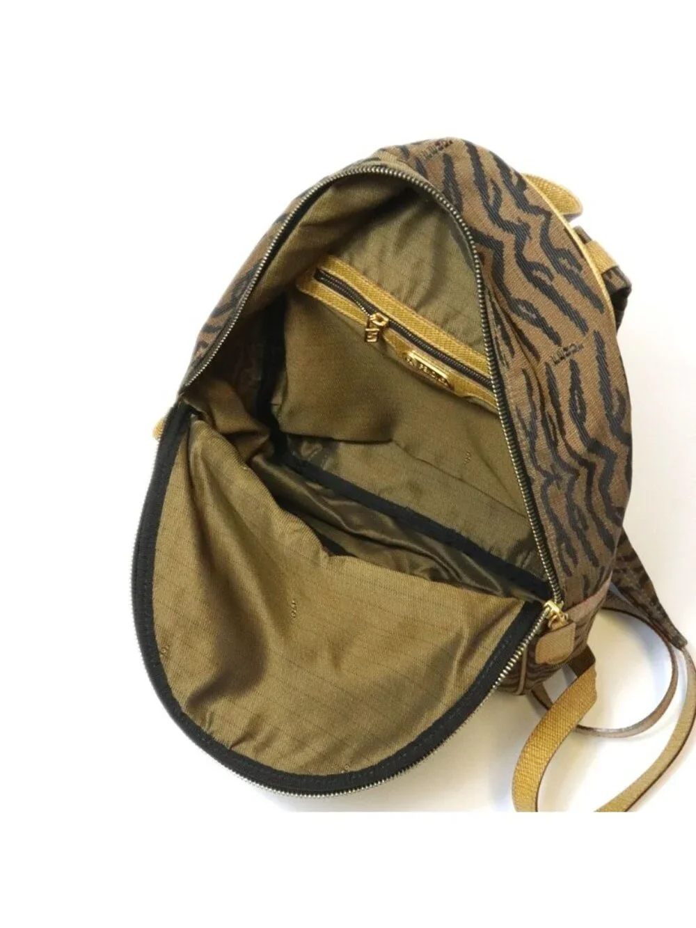 Fendi Backpack Zebra Tiger Canvas Leather Vintage